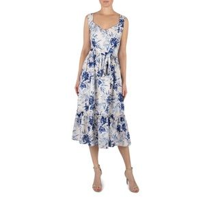 Donna Ricco Sleeveless Dress with Tie Waist • Sz 8